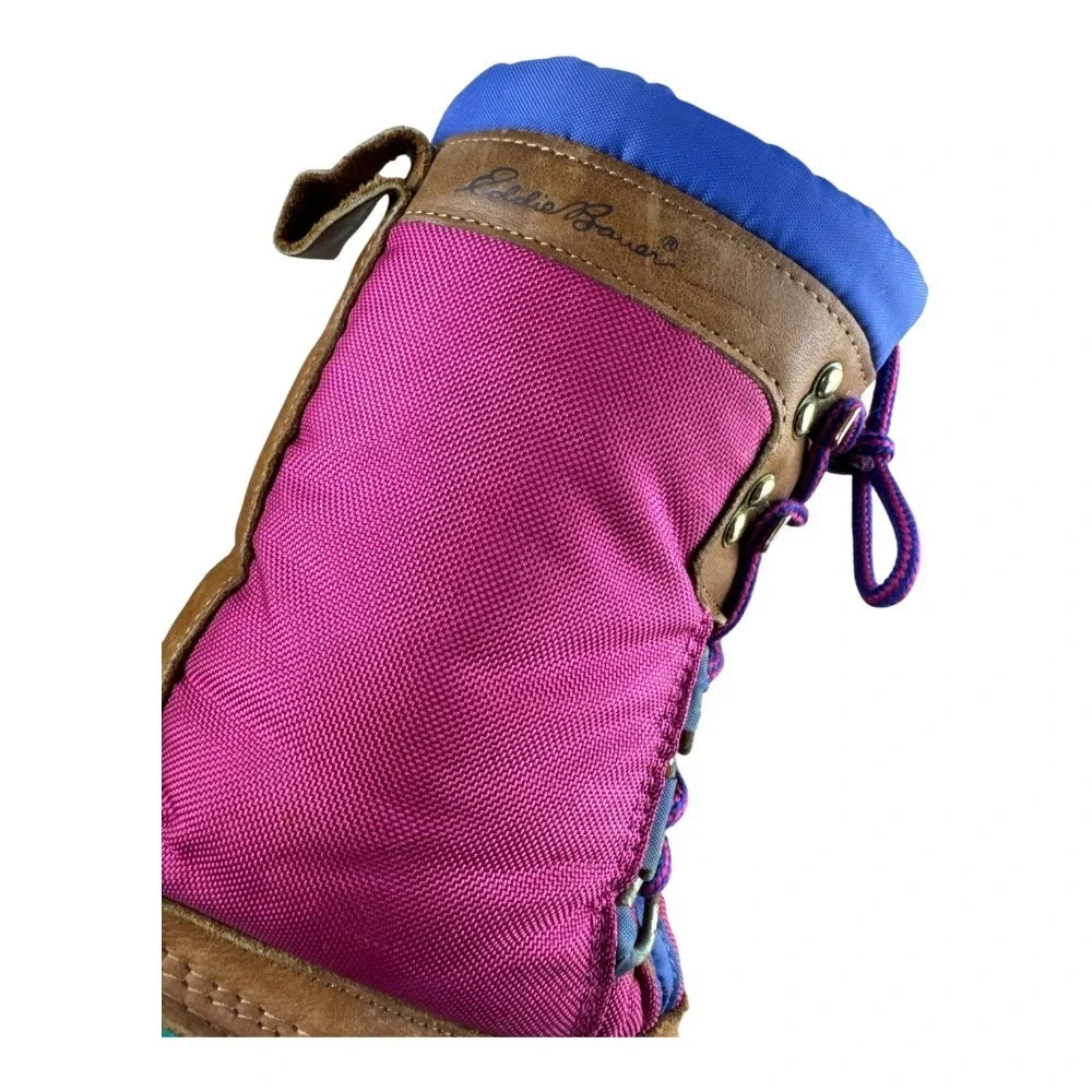 90s Vintage Eddie Bauer Duck Boots Womens 6 Colorblock Teal Magenta Blue Rare